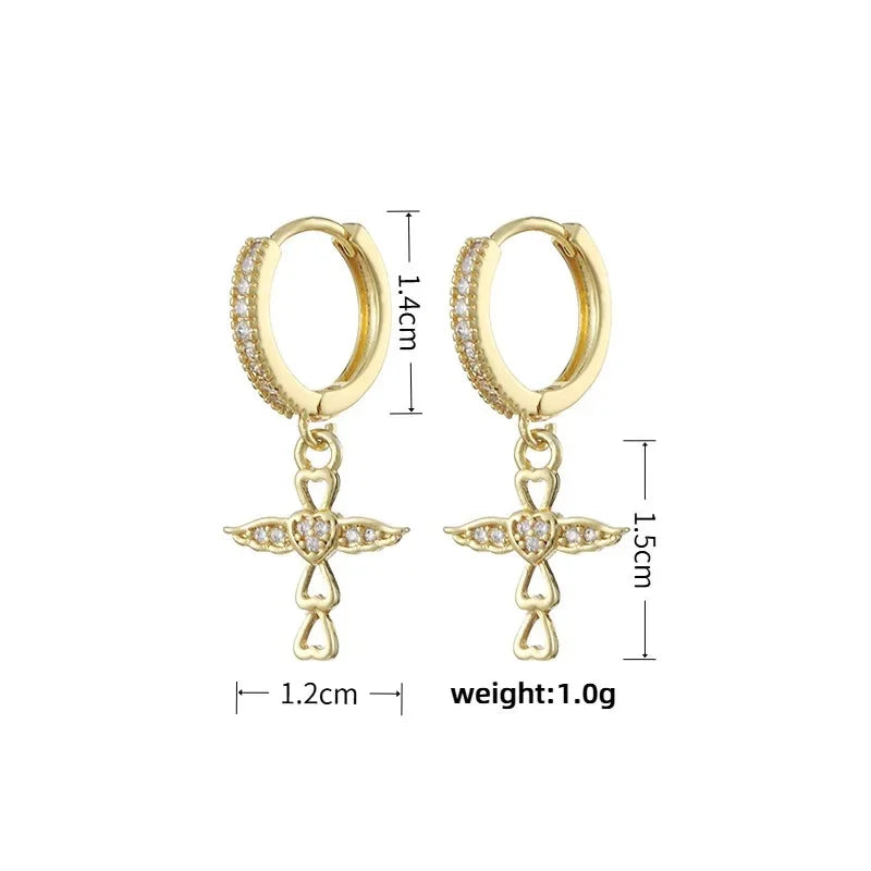 HypeHub Color Diamond Cross Hoop Earrings – American Style Ear Clip