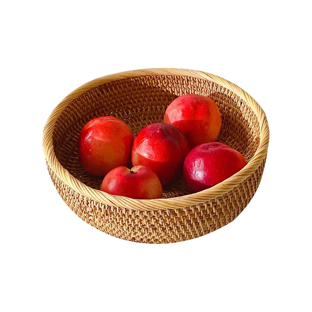 Shunmaii Hand-Woven Rattan Storage Basket – Natural Food Platter & Tray