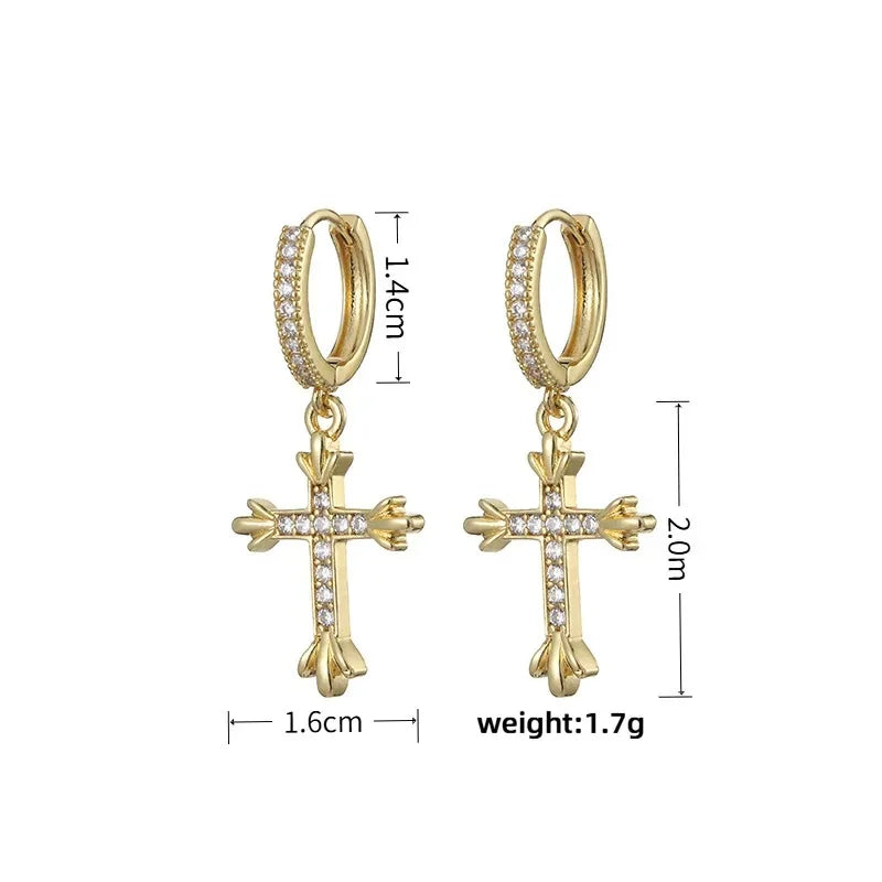 HypeHub Color Diamond Cross Hoop Earrings – American Style Ear Clip