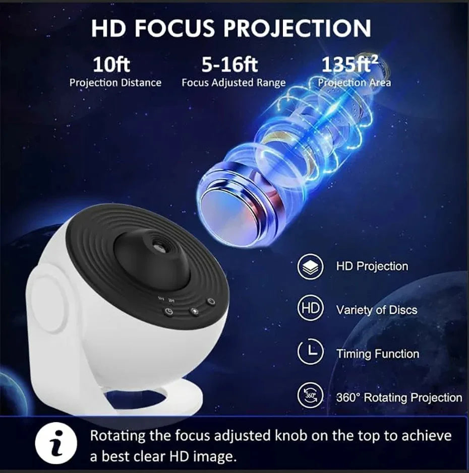 Galaxy Projector for Bedroom, HD Image Star Projector Galaxy Light Adjustable Knob, 13 Film Discs Planetarium Projector for Kids