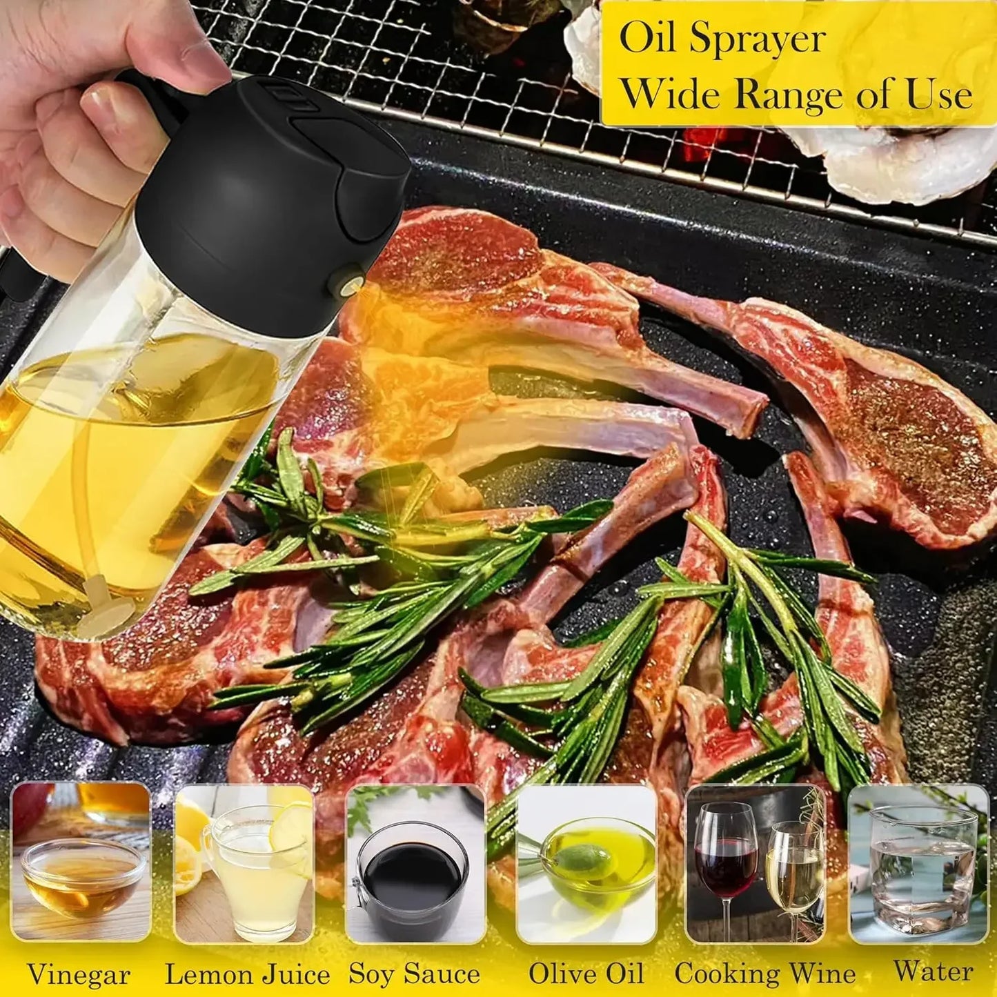 HypeHub 2-in-1 Glass Olive Oil Sprayer – Anti-Leak Cooking Mister
