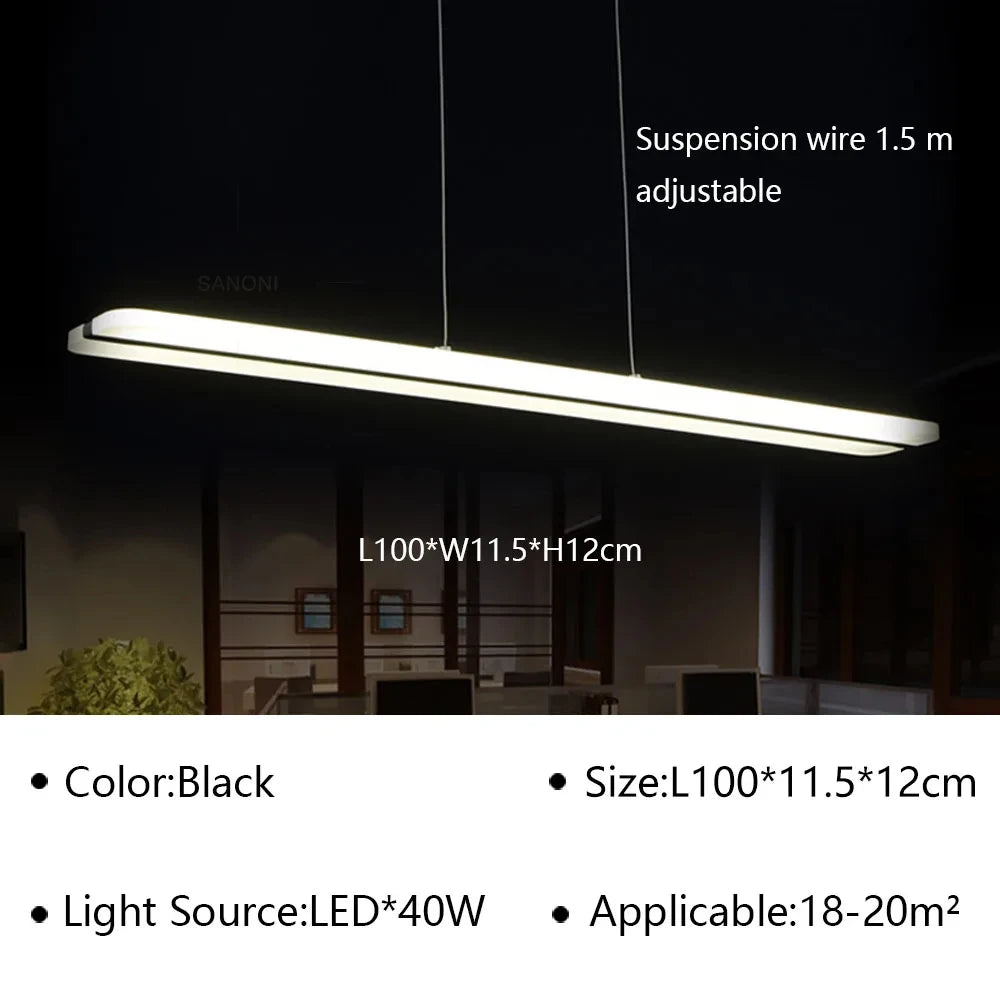 Qyartistry Modern LED Chandelier – Polished Chrome Linear Pendant Lamp