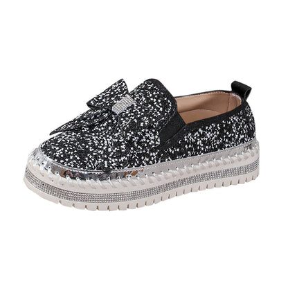 Women'S Sneakers Women'S Fashion Sequin Bow Casual Shoes Slip On Casual Comfortable Shoes лоферы женские