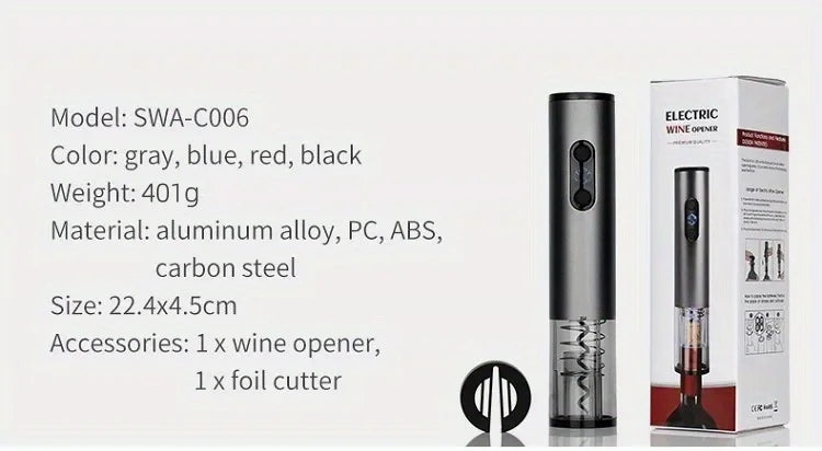 FENSTOEN Electric Wine Bottle Opener – USB Rechargeable Automatic Corkscrew