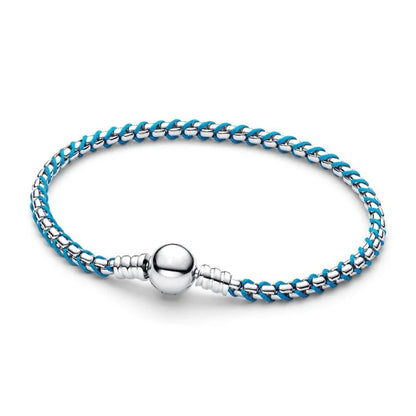 MINISO Women's Blue Knitted Leather Bracelet – Charm Bead Jewelry
