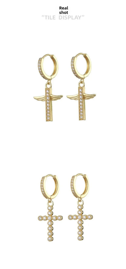 HypeHub Color Diamond Cross Hoop Earrings – American Style Ear Clip