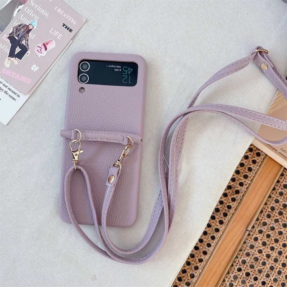 szHAIyu Crossbody PU Leather Phone Case for Samsung Galaxy Z Flip 6 5 4 3