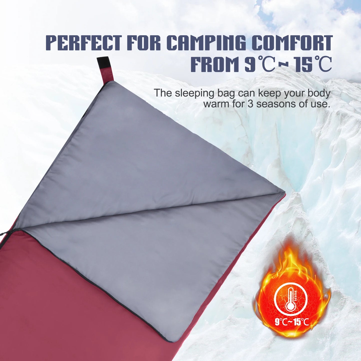 Lixada 190 * 75cm Outdoor Envelope Sleeping Bag Camping Travel Hiking Multifunction Ultra-light 680g