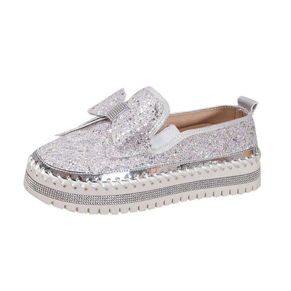 Women'S Sneakers Women'S Fashion Sequin Bow Casual Shoes Slip On Casual Comfortable Shoes лоферы женские