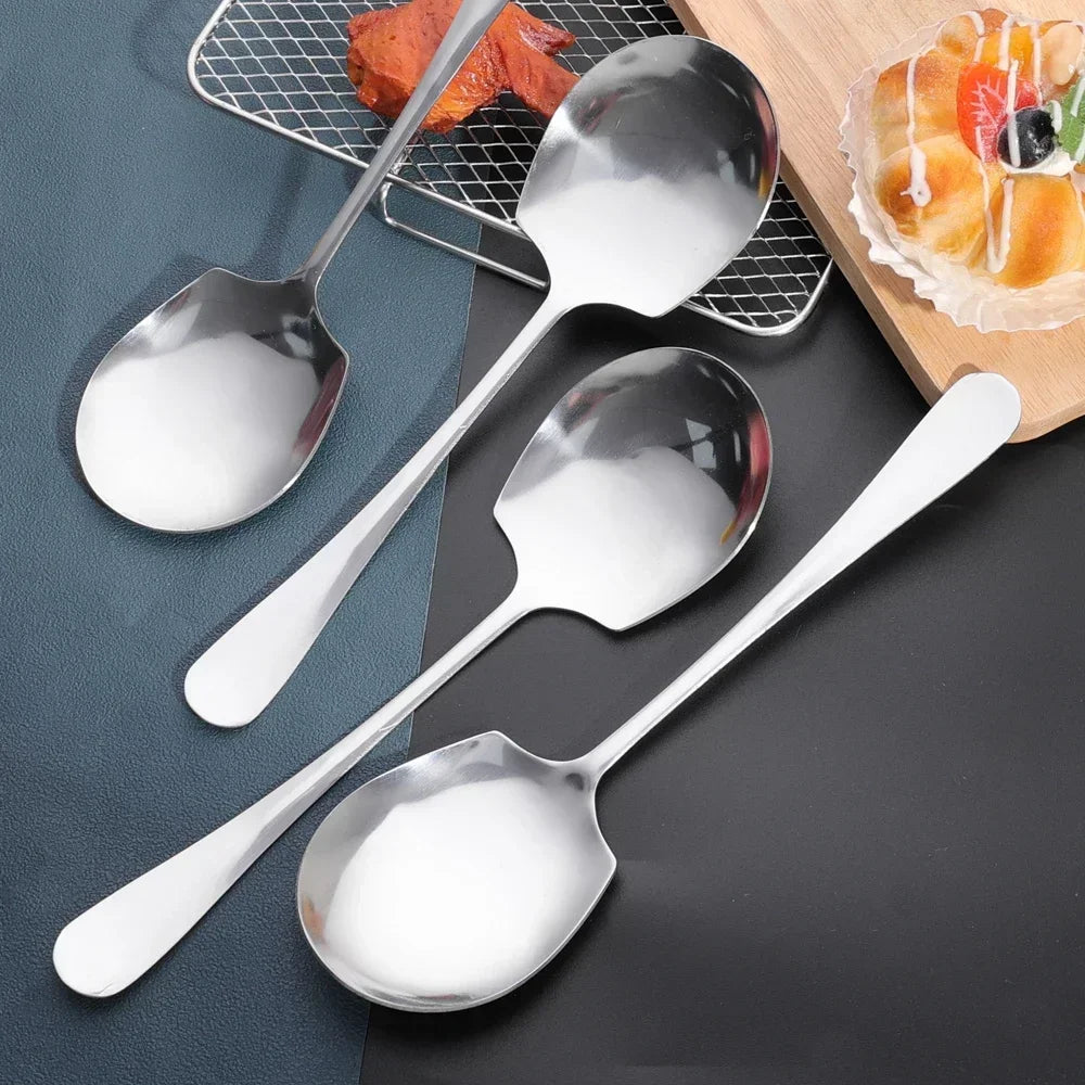 HypeHub Large Stainless Steel Soup Spoon – Long Handle Kitchen Utensil