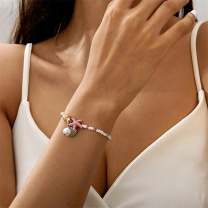 MOONBIFFY Bohemian Shell Bead Bracelet – Women's Ocean Star Turtle Woven