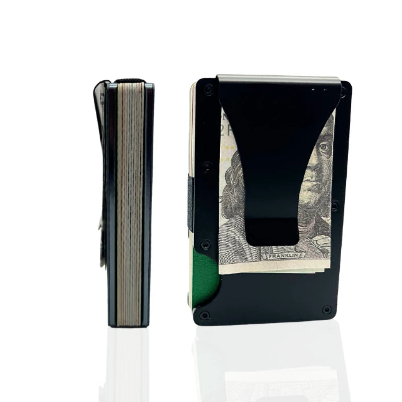 Slim Wallet For Men - Front Pocket RFID Blocking Minimalist Wallet For Men - Metal Wallet With Money Clip For Men