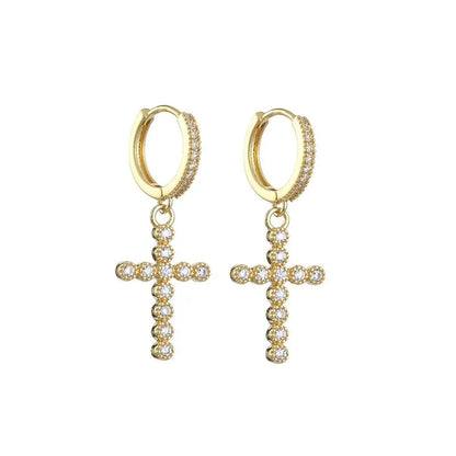 HypeHub Color Diamond Cross Hoop Earrings – American Style Ear Clip