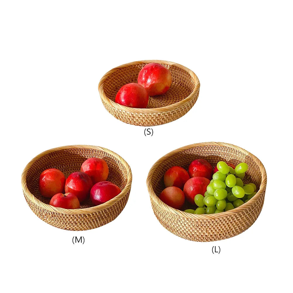 Shunmaii Hand-Woven Rattan Storage Basket – Natural Food Platter & Tray