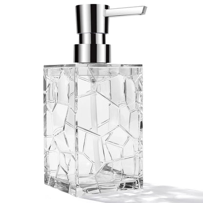 Clear Acrylic Liquid Hand Soap Dispenser（10oz） with Silver ABS Rust-Proof Pump for Bathroom, Kitchen, Countertop Transparent