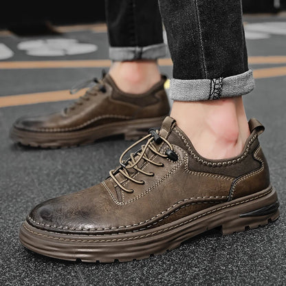 Solid Color Casual Board Shoes Versatile Trendy Sports Sneakers Fashion Lace Up Mens Oxford Shoes Retro Style Male Business Shoe