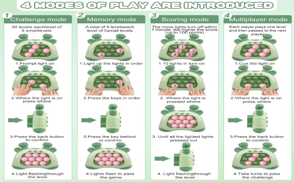 Pop it Quick Push Game Machine Fidget Kids Games Toys Sensory Toys Handheld Game Bubble Stress Pop Light Up Game for Kids Adults