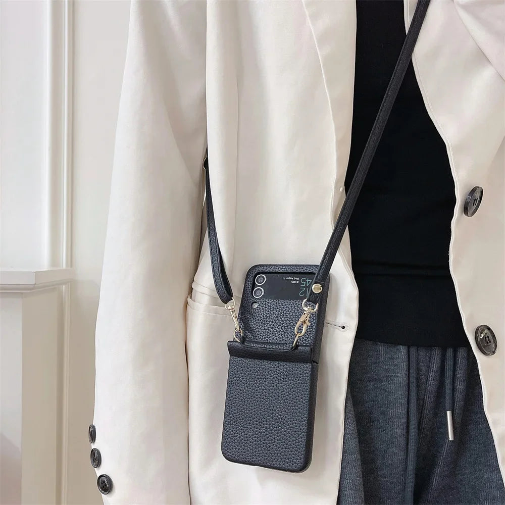 szHAIyu Crossbody PU Leather Phone Case for Samsung Galaxy Z Flip 6 5 4 3