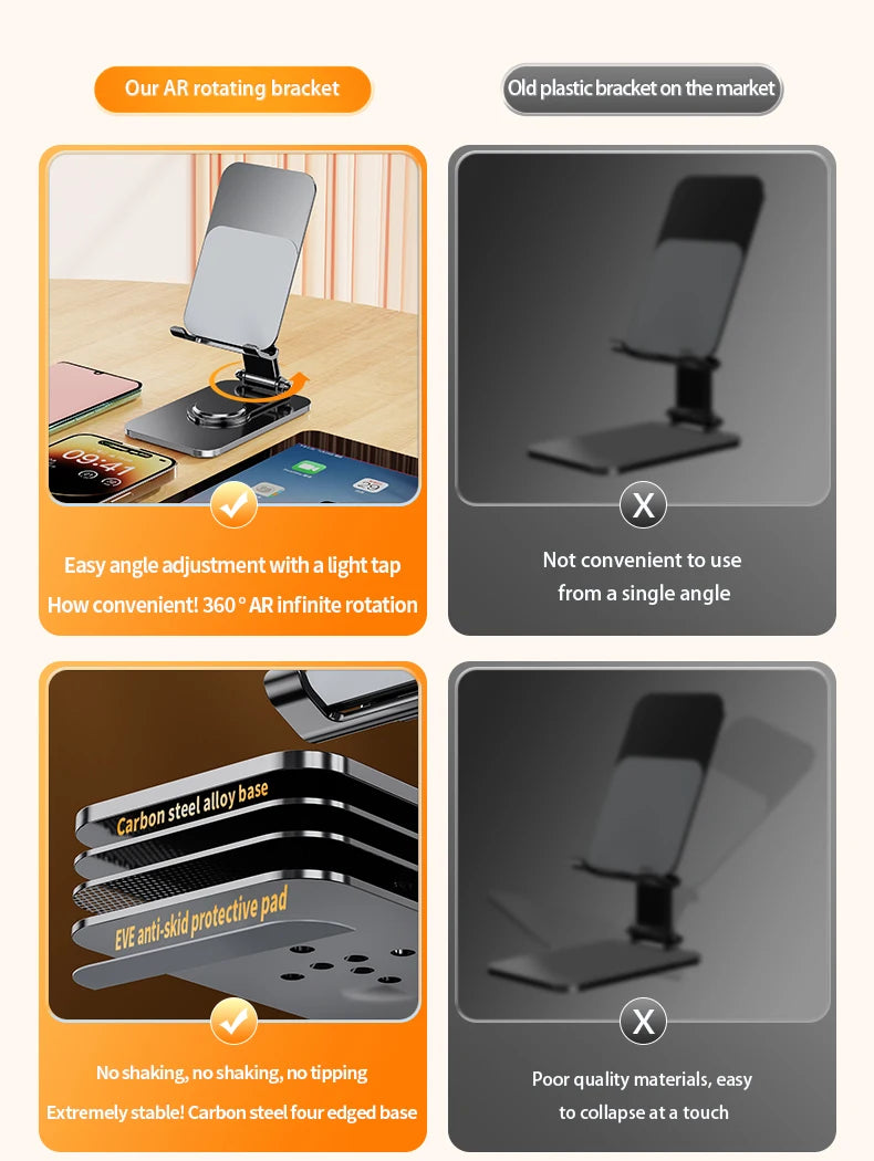 VIKEFON Universal Aluminum Alloy Foldable Phone & Tablet Stand – Adjustable