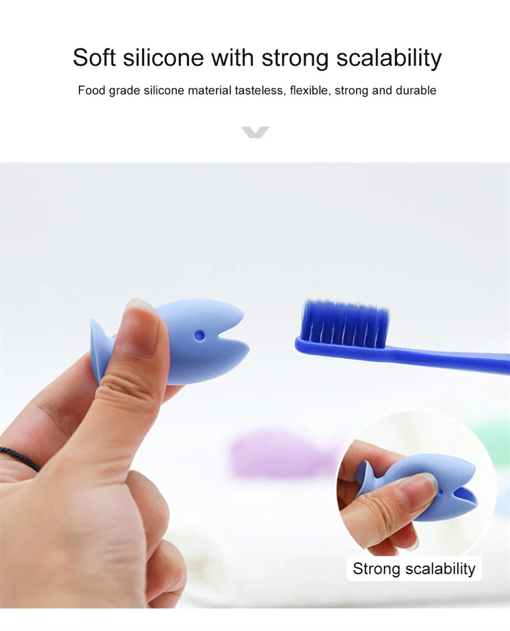 Tooth Brush Cover Caps Stand Cute Standing Portable Travel Toothbrush Head Cover Cute Fish Shape Silicone Suction Cup Toothbrush