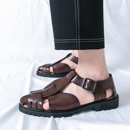 Summer Fashion New Men Gladiators Gold Buckle Platform Casual Shoes Breathable Beach Sandals Outdoor Slippers Plus Size