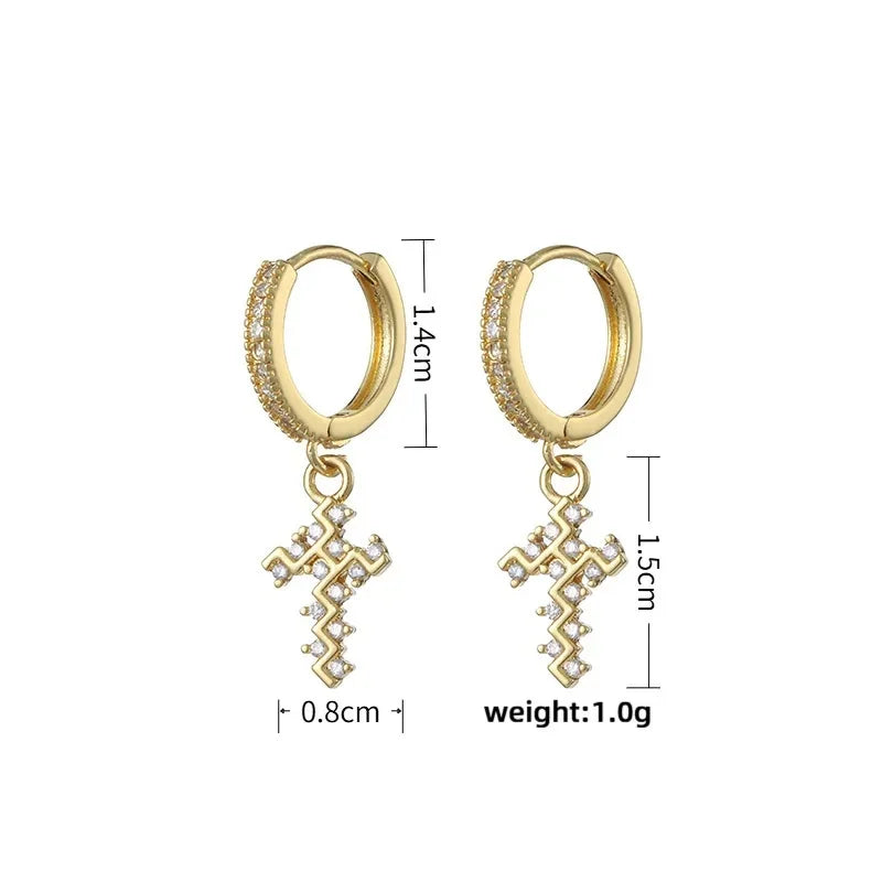 HypeHub Color Diamond Cross Hoop Earrings – American Style Ear Clip