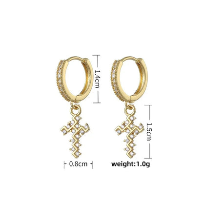 HypeHub Color Diamond Cross Hoop Earrings – American Style Ear Clip