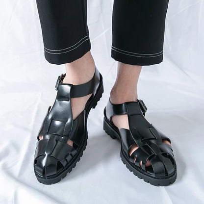 Summer Fashion New Men Gladiators Gold Buckle Platform Casual Shoes Breathable Beach Sandals Outdoor Slippers Plus Size