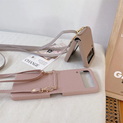 szHAIyu Crossbody PU Leather Phone Case for Samsung Galaxy Z Flip 6 5 4 3