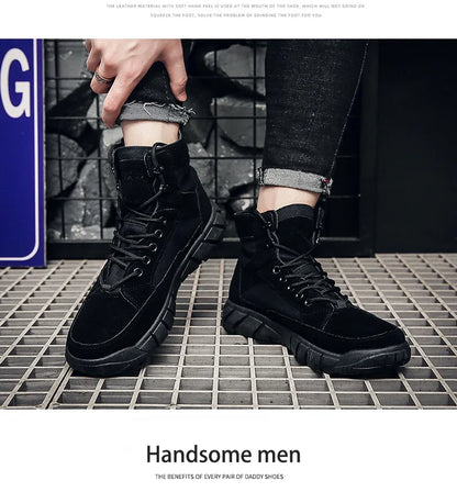 Men Combat Boots Summer Breathable Comfortable Canvas Men Ankle Boots Casual Lightweight Outdoor Jogging Platform Mesh Men Boots