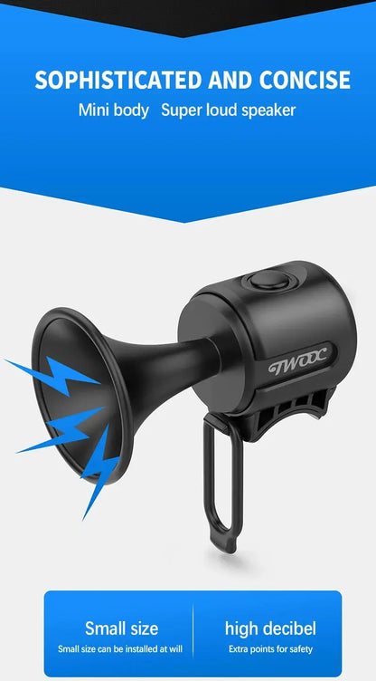 TWOOC 120dB Electric Bicycle Horn – Loud Warning for Road & MTB Bikes