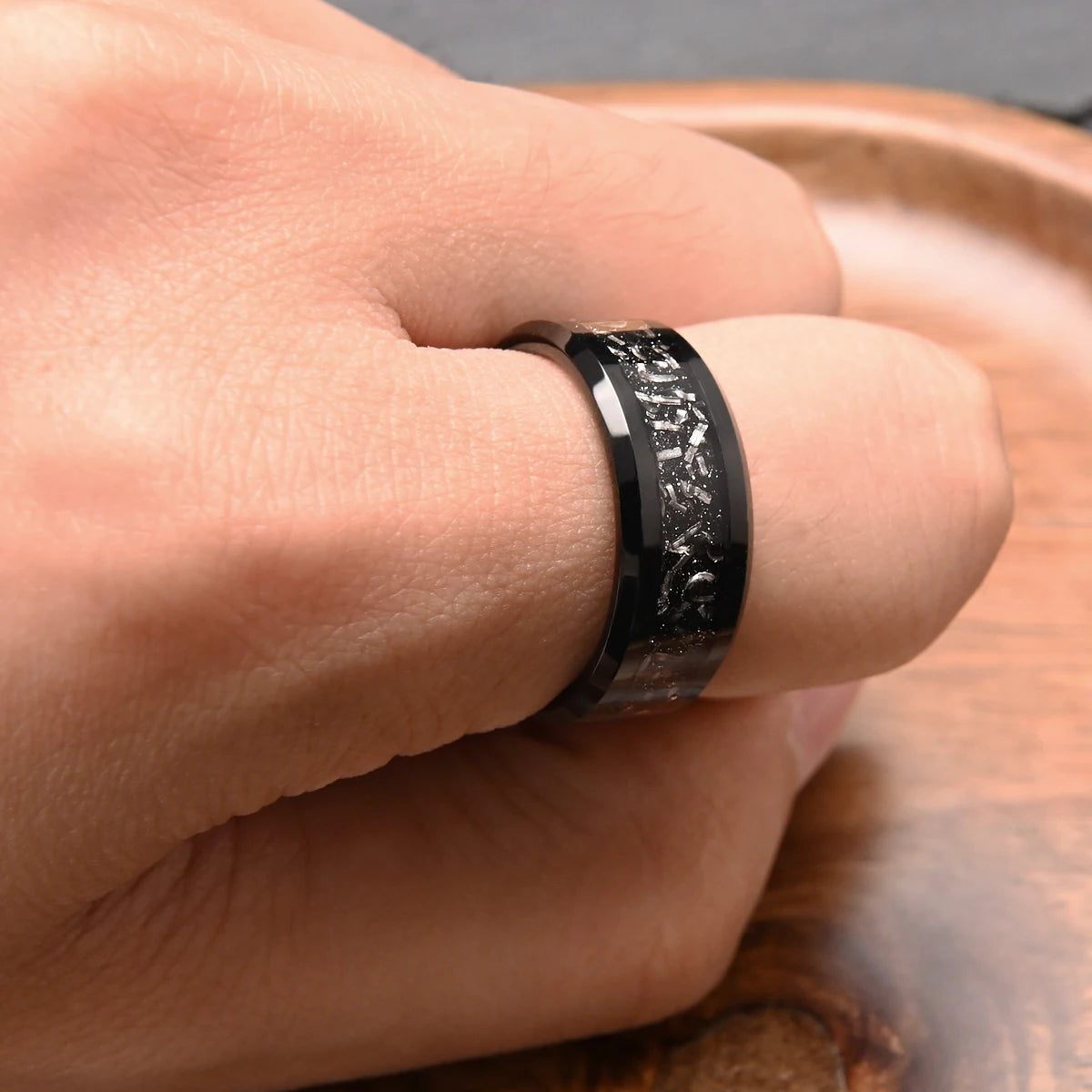 HypeHub Men's Tungsten Carbide Wedding Band – Meteorite Engagement Ring