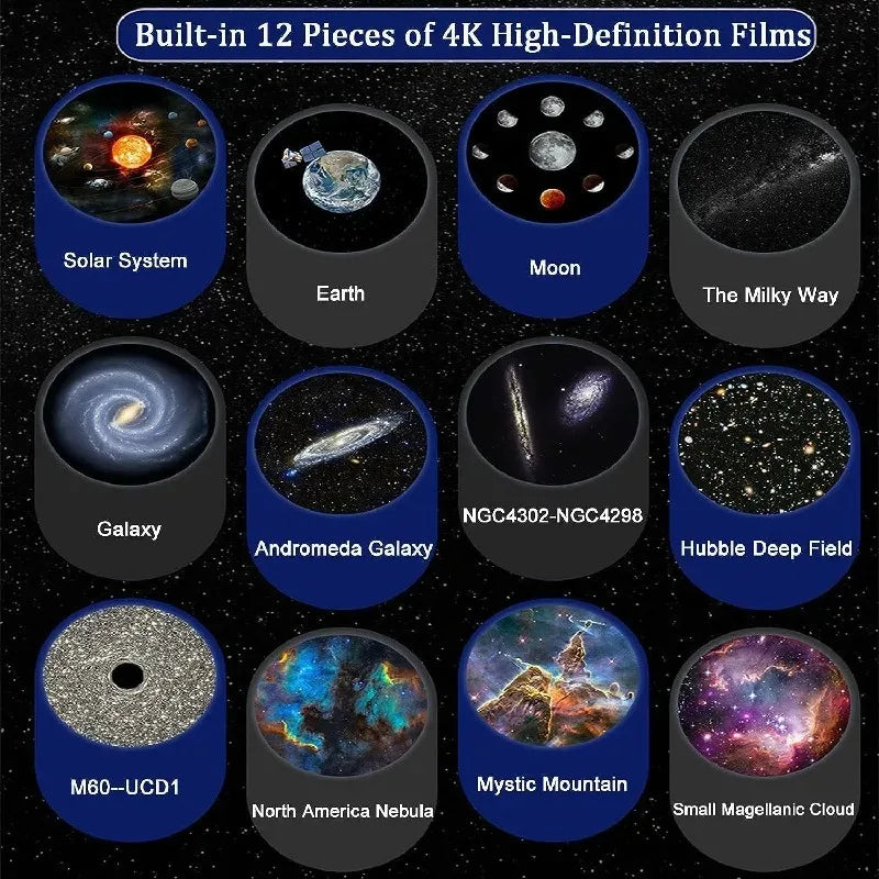 Galaxy Projector for Bedroom, HD Image Star Projector Galaxy Light Adjustable Knob, 13 Film Discs Planetarium Projector for Kids