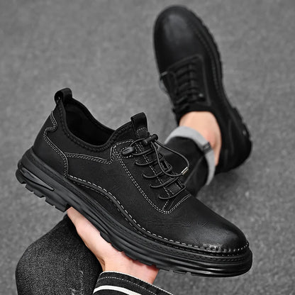 Solid Color Casual Board Shoes Versatile Trendy Sports Sneakers Fashion Lace Up Mens Oxford Shoes Retro Style Male Business Shoe