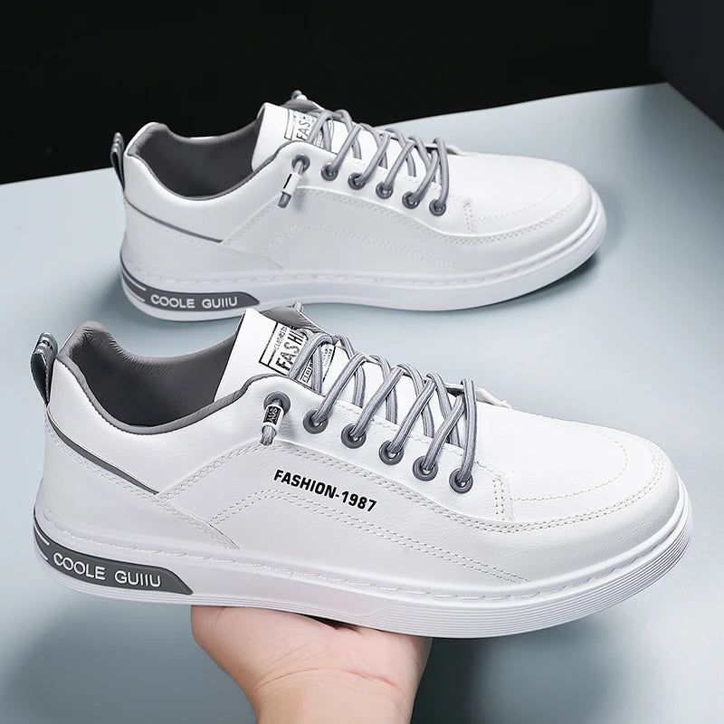 Men's Casual Leather Sneakers Waterproof Vulcanized Shoes Men Comforthable Spring Sneakers Casual Shoes zapatos altos hombre