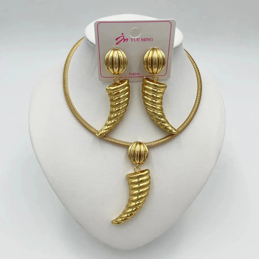 YMChoice Dubai 18K Gold Plated Water Drop Necklace & Earrings Set