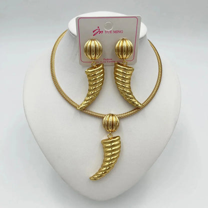 YMChoice Dubai 18K Gold Plated Water Drop Necklace & Earrings Set