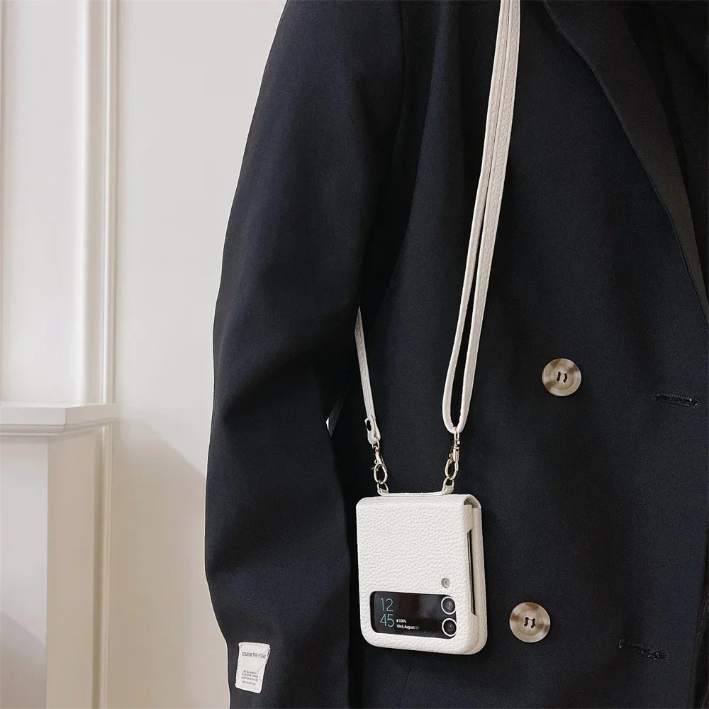 szHAIyu Crossbody PU Leather Phone Case for Samsung Galaxy Z Flip 6 5 4 3