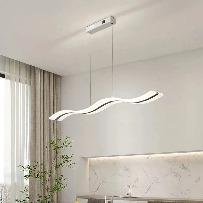 Qyartistry Modern LED Chandelier – Polished Chrome Linear Pendant Lamp
