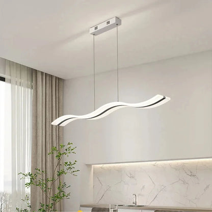 Qyartistry Modern LED Chandelier – Polished Chrome Linear Pendant Lamp