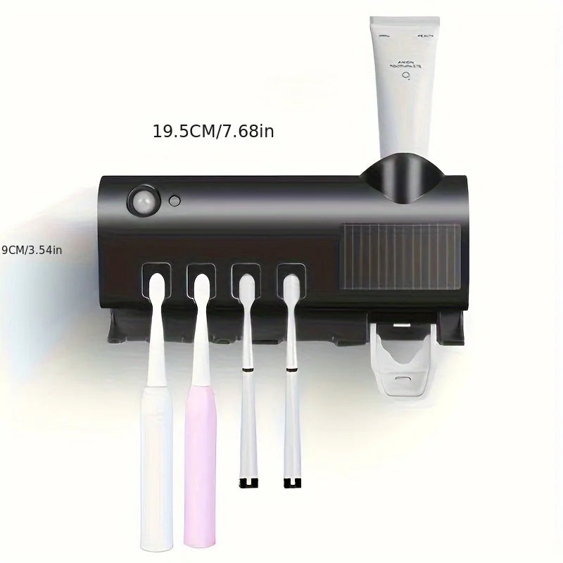 White Smart Toothbrush Holder Auto Dispenser USB Charging Wall Mount Perfect for home and business bathrooms
