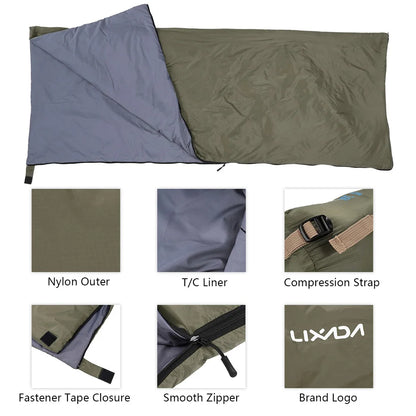 Lixada 190 * 75cm Outdoor Envelope Sleeping Bag Camping Travel Hiking Multifunction Ultra-light 680g