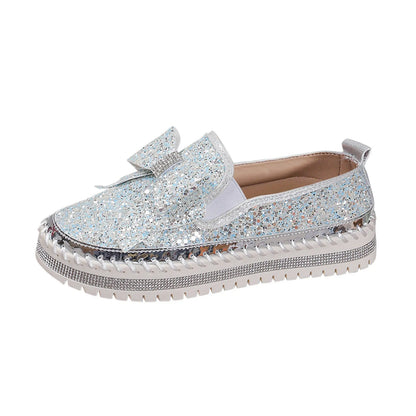 Women'S Sneakers Women'S Fashion Sequin Bow Casual Shoes Slip On Casual Comfortable Shoes лоферы женские