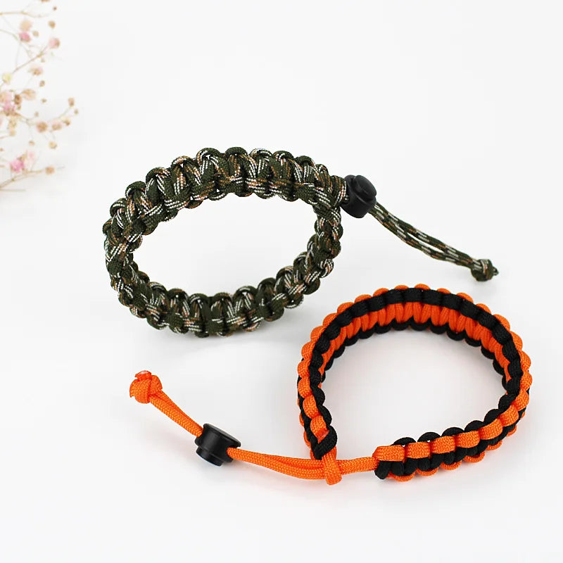 Adjustable Men Women Survival Emergency Bracelet Paracord Bracelet Weaving Wristband for Camping Hiking Outdoor Tool Accessories