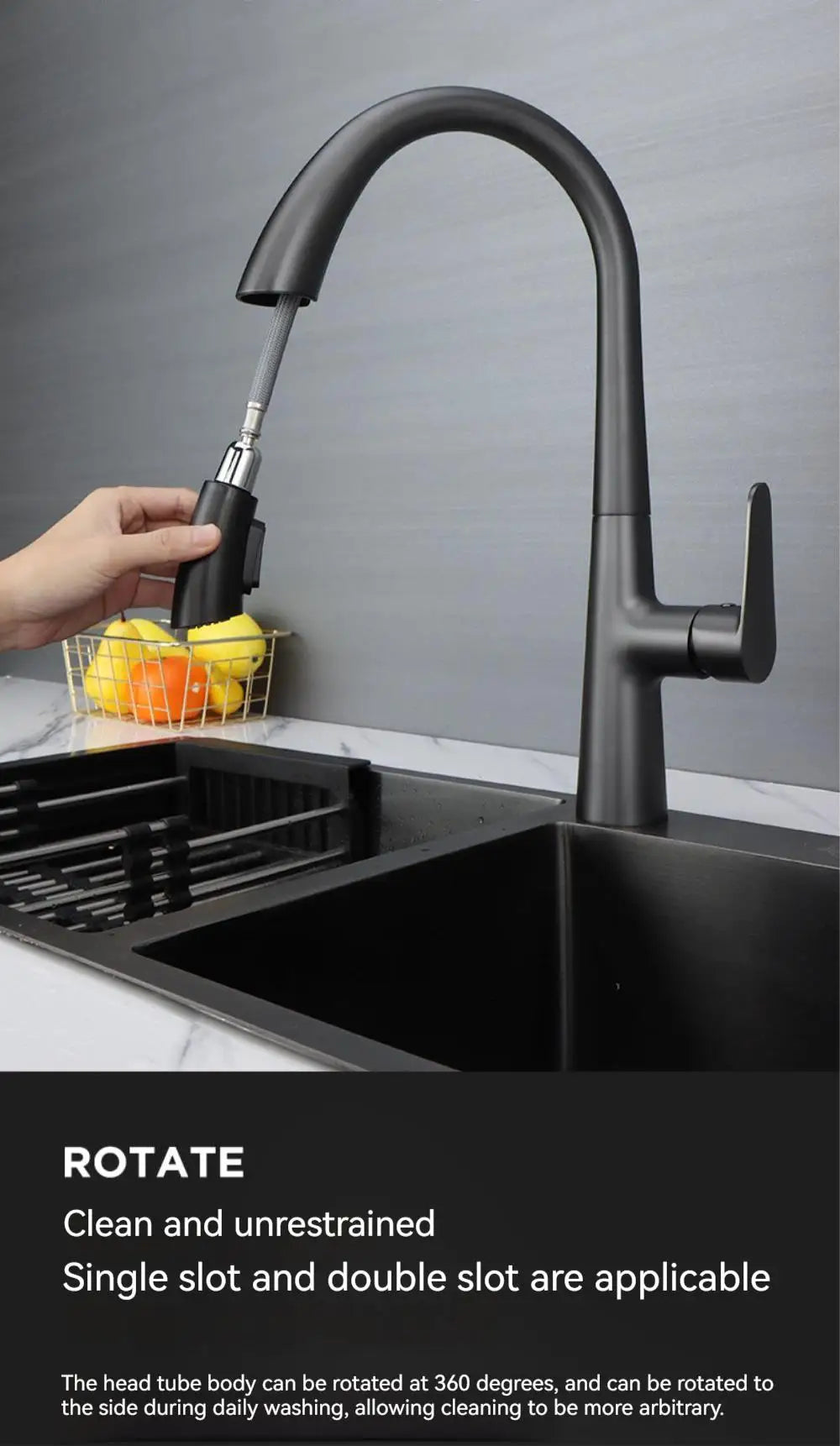 HypeHub Pull-Out Kitchen Faucet – Single Handle Hot & Cold Mixer