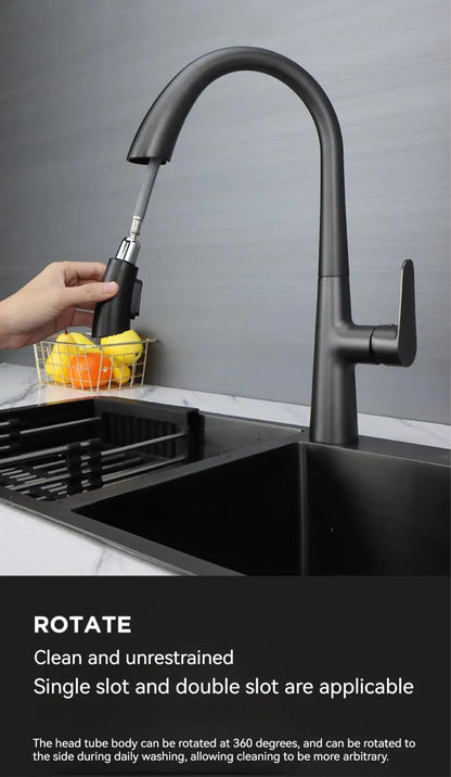 HypeHub Pull-Out Kitchen Faucet – Single Handle Hot & Cold Mixer