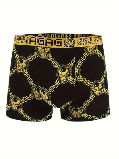 4pcs/set Men's Underwear Sexy Boxer Antibacterial Breathable Retro Print Men Boxer Shorts Boys Thin Flat Corner Panties