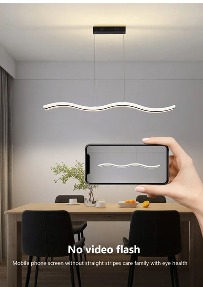 Qyartistry Modern LED Chandelier – Polished Chrome Linear Pendant Lamp