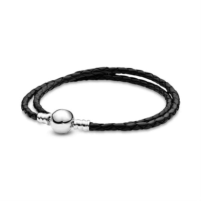 MINISO Women's Blue Knitted Leather Bracelet – Charm Bead Jewelry