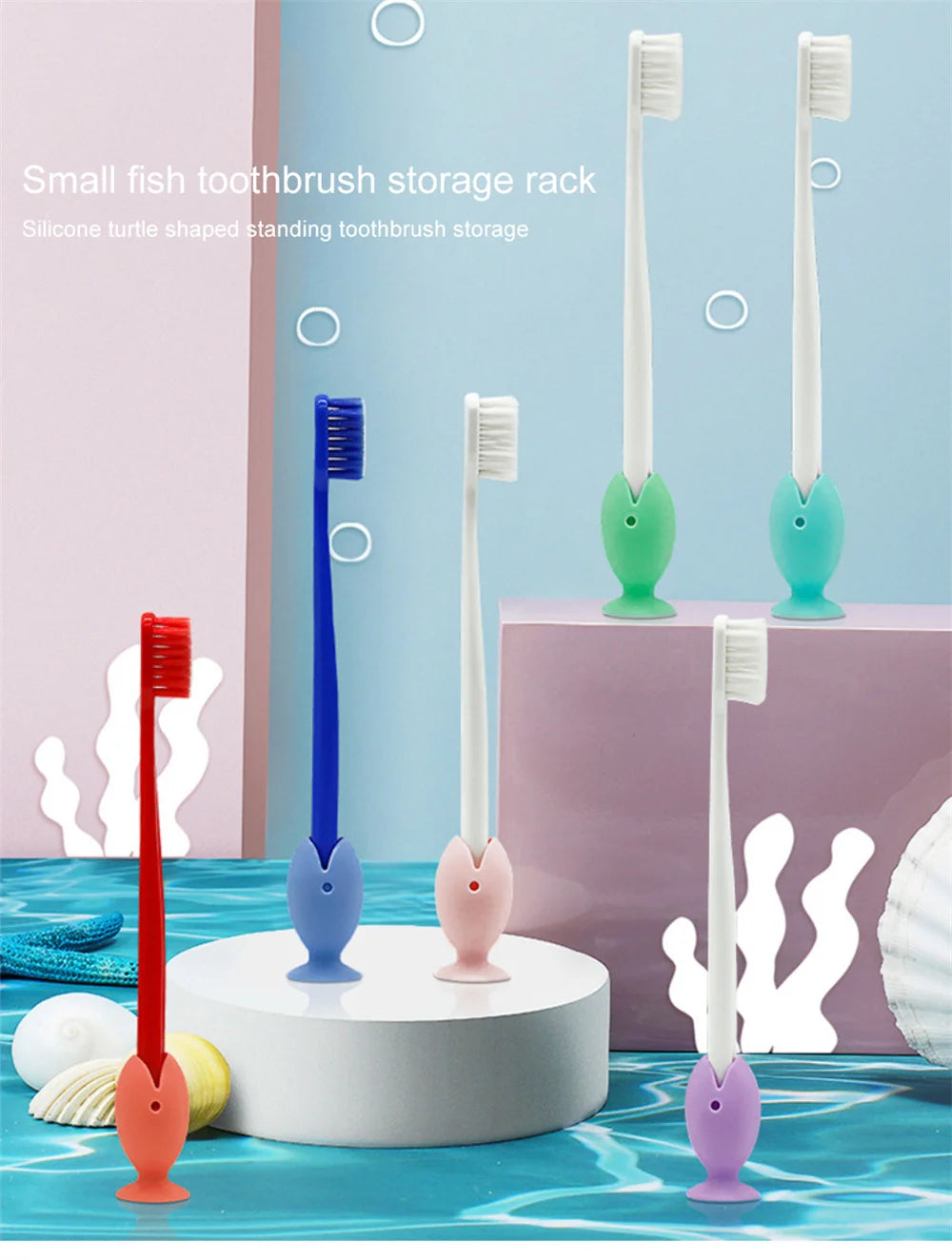 Tooth Brush Cover Caps Stand Cute Standing Portable Travel Toothbrush Head Cover Cute Fish Shape Silicone Suction Cup Toothbrush